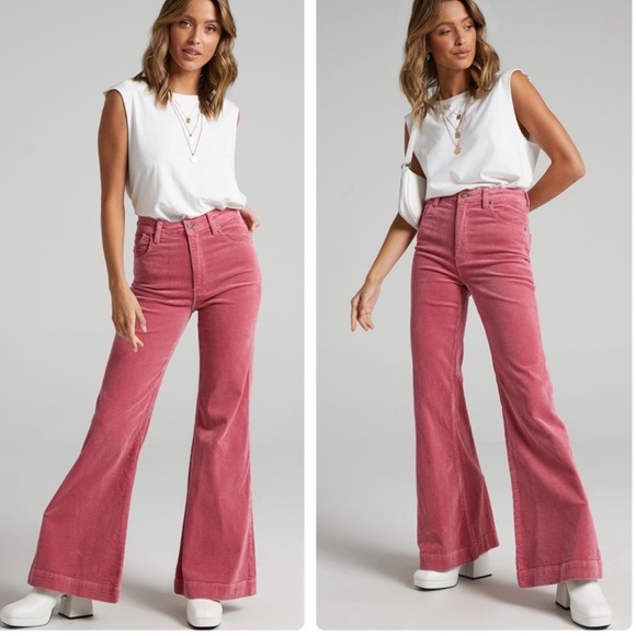 Rolla’s x Sofia Richie Eastcoast Cord Flare Pants Rose Cord Pink Size 30 - Picture 2 of 3